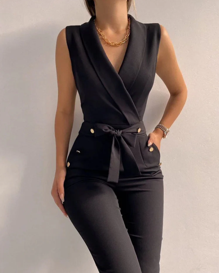 Combinaison femme col V coupe cintrée