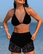 Ensemble bikini en dentelle uni élégant