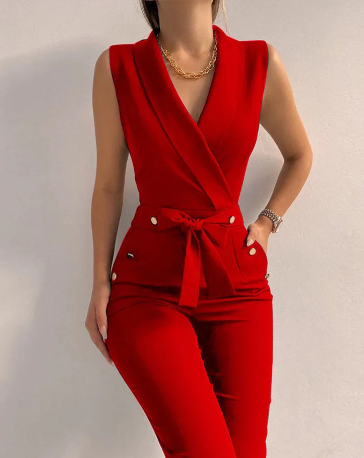 Combinaison femme col V coupe cintrée