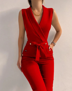 Combinaison femme col V coupe cintrée