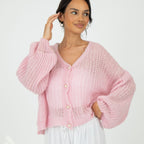 Cardigan en maille ajourée fine
