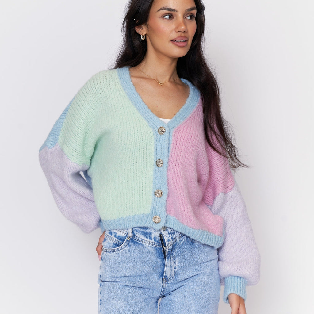 Cardigan oversize en velours pastel