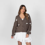 Cardigan oversize à petits nœuds