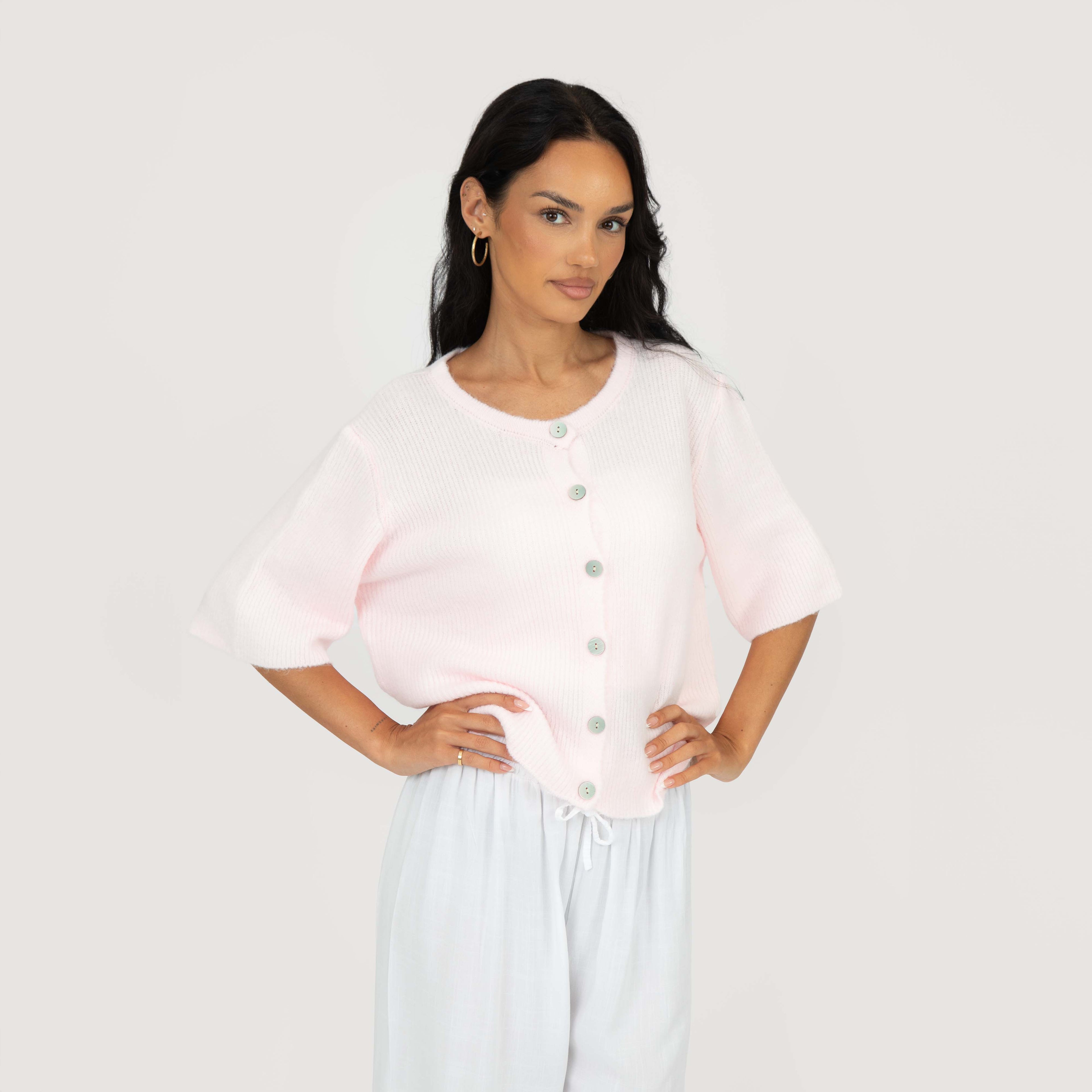 Cardigan en maille à manches courtes