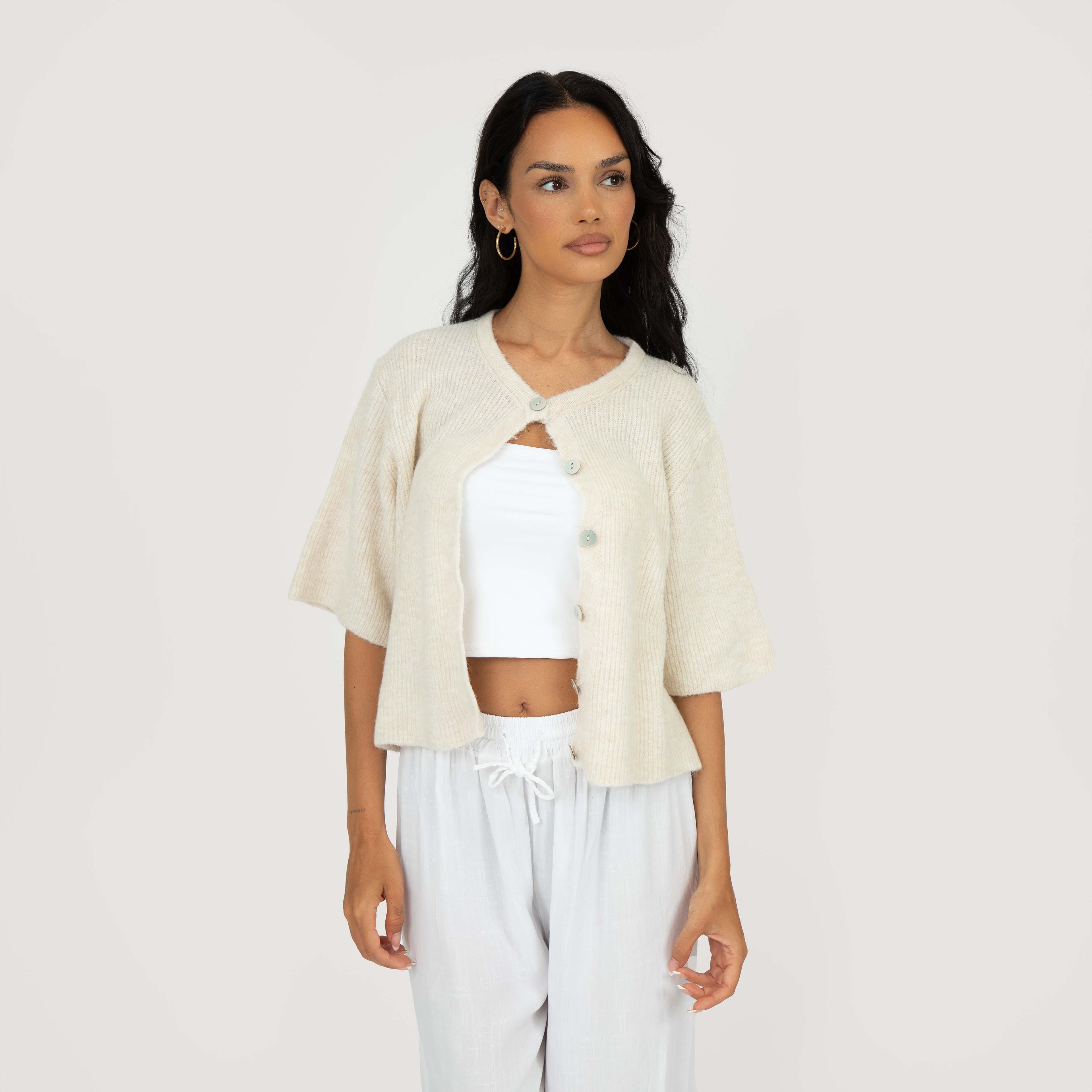 Cardigan en maille à manches courtes