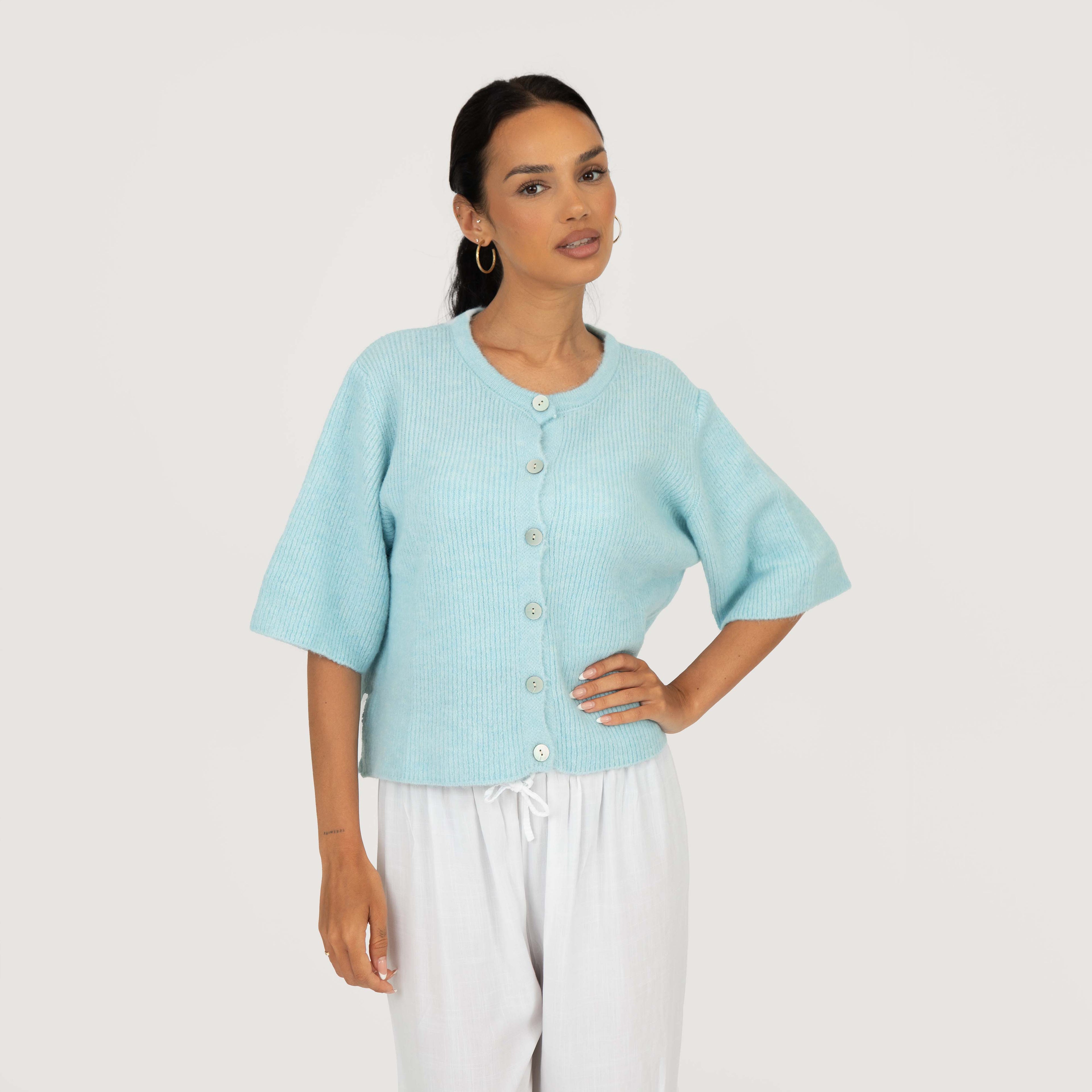 Cardigan en maille à manches courtes