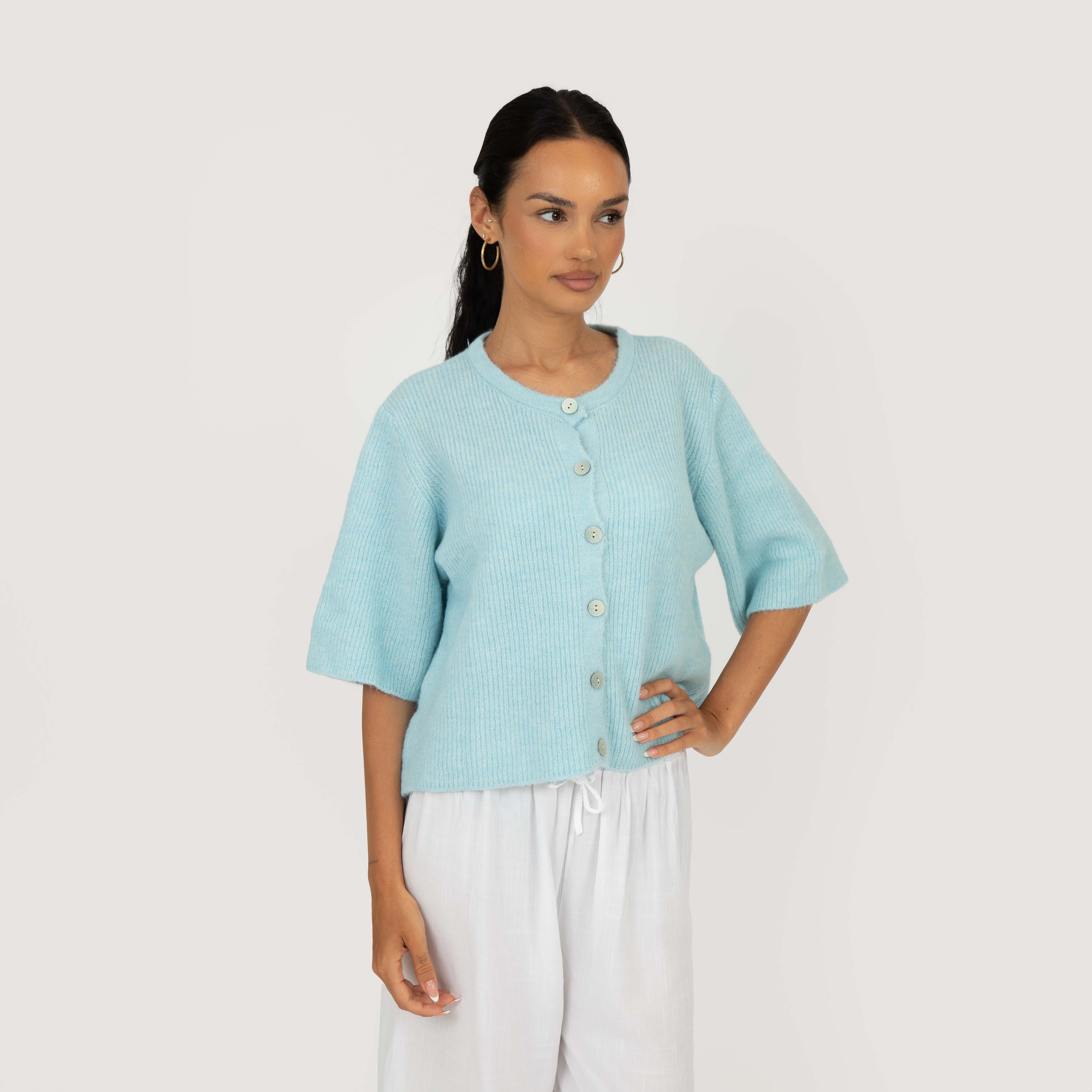 Cardigan en maille à manches courtes