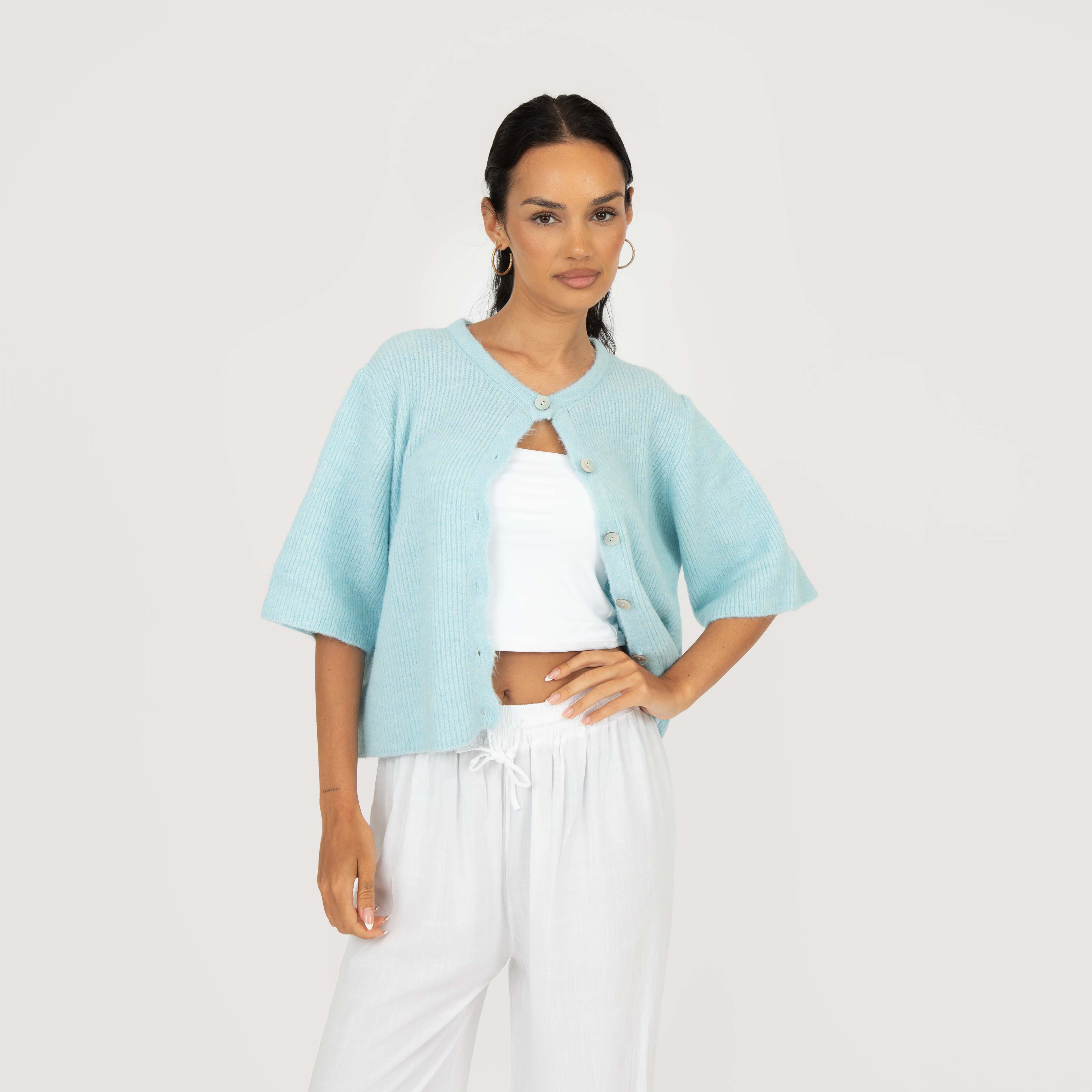 Cardigan en maille à manches courtes