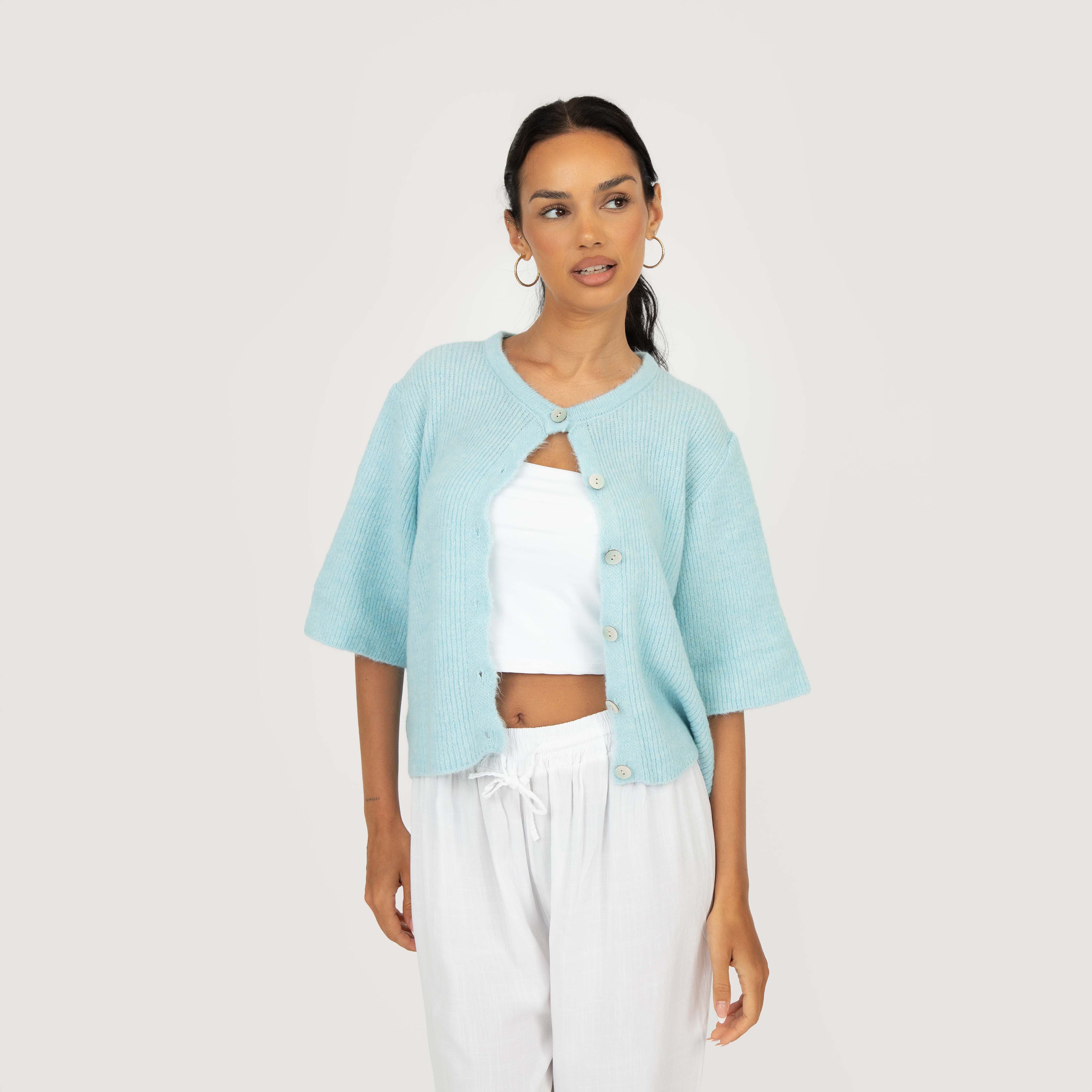 Cardigan en maille à manches courtes