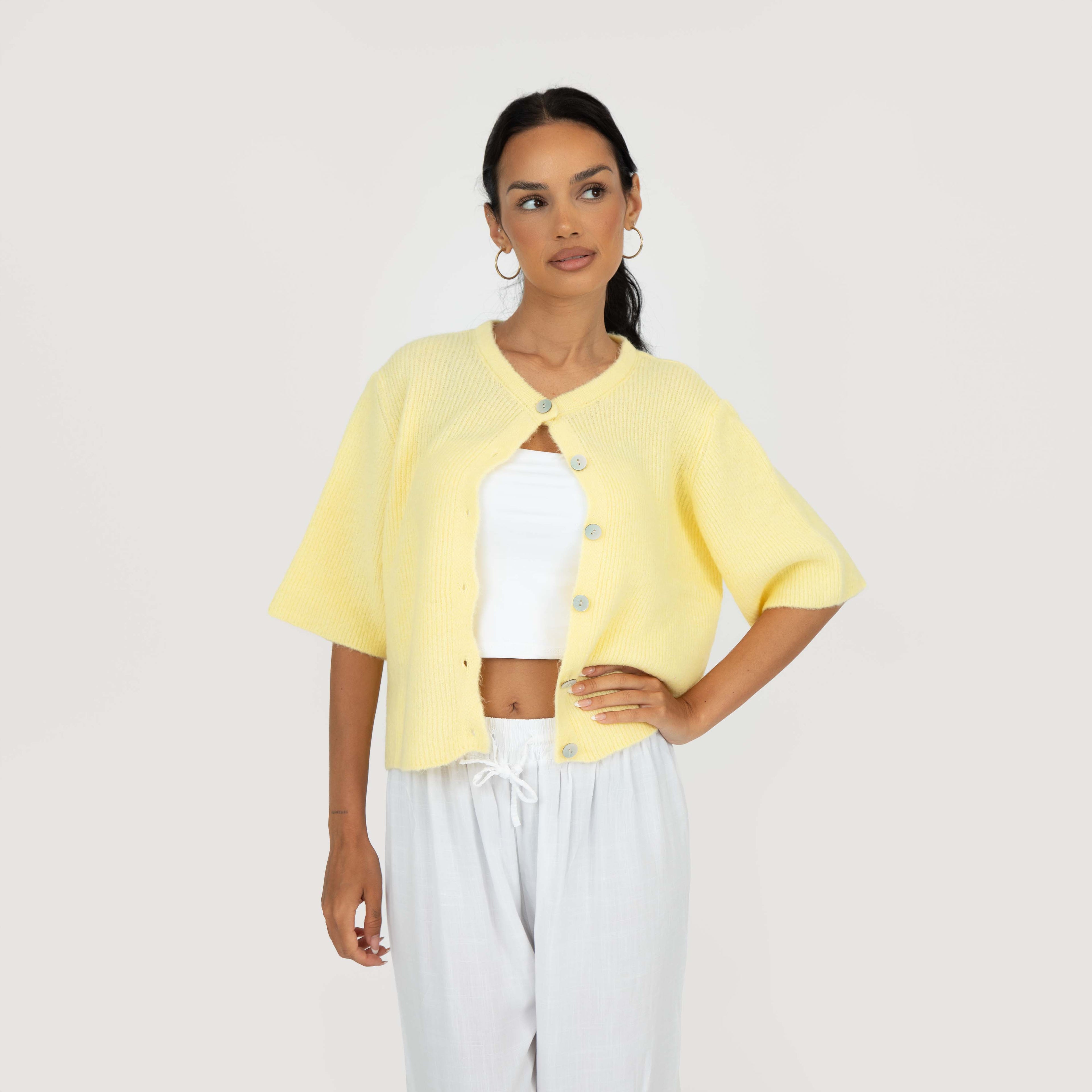 Cardigan en maille à manches courtes