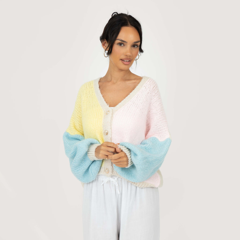 Cardigan oversize en velours pastel