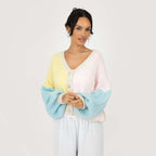Cardigan oversize en velours pastel