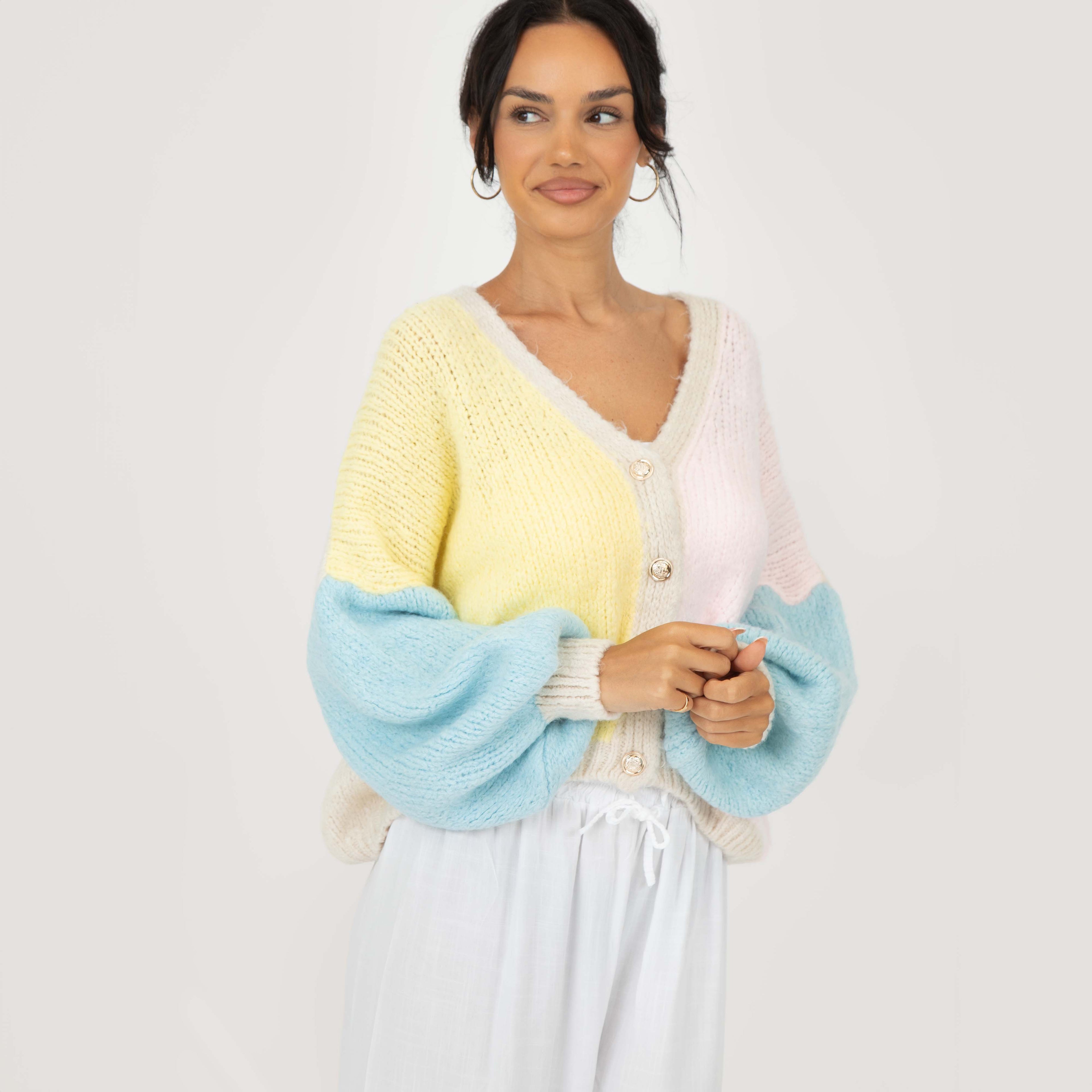 Cardigan oversize en velours pastel