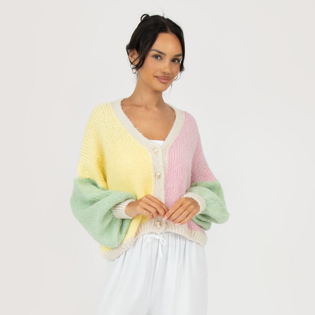 Cardigan oversize en velours pastel