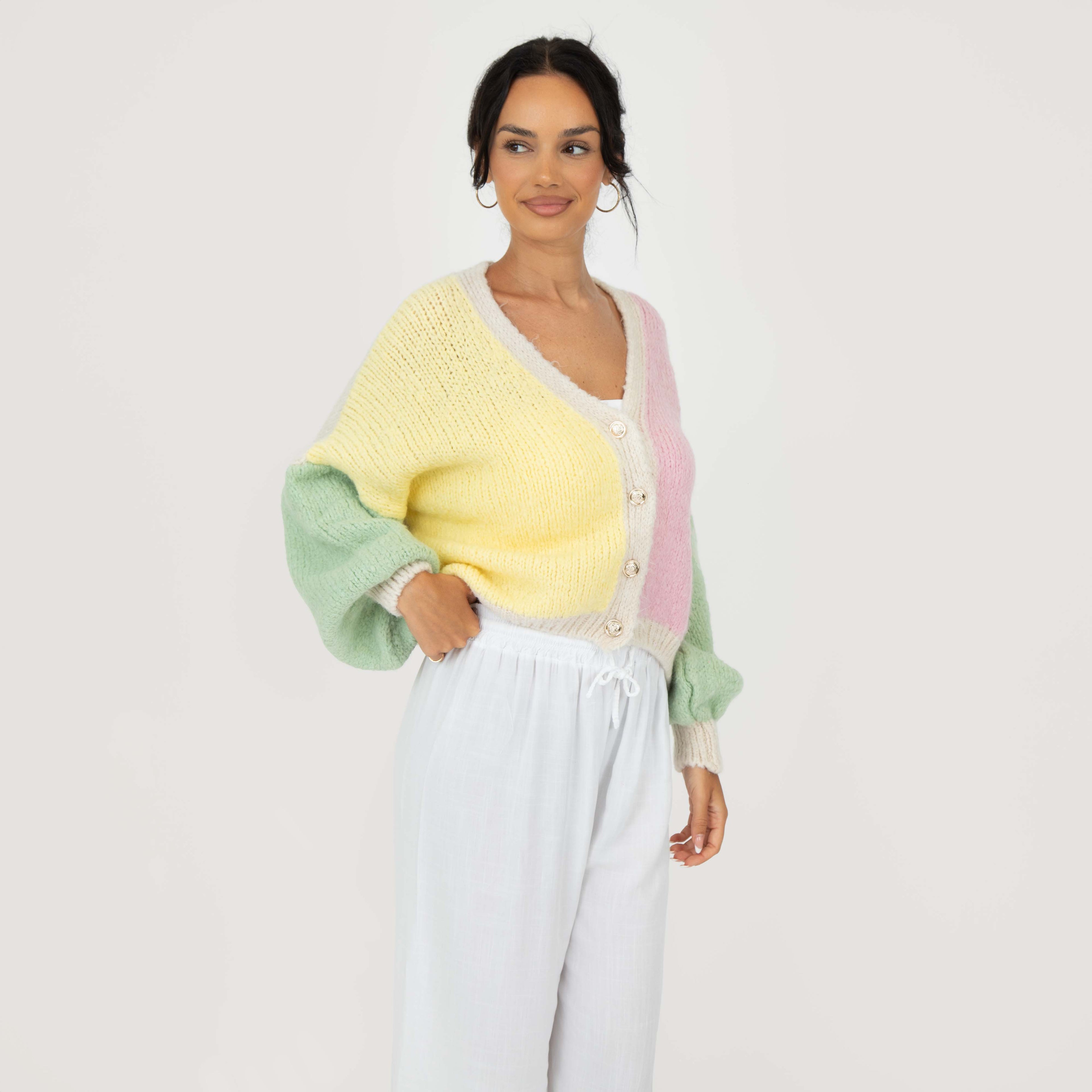 Cardigan oversize en velours pastel
