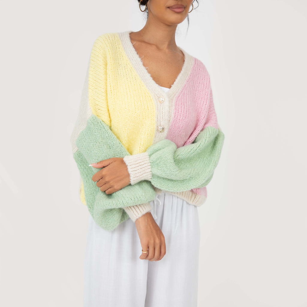 Cardigan oversize en velours pastel