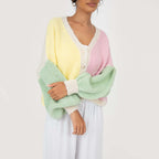 Cardigan oversize en velours pastel