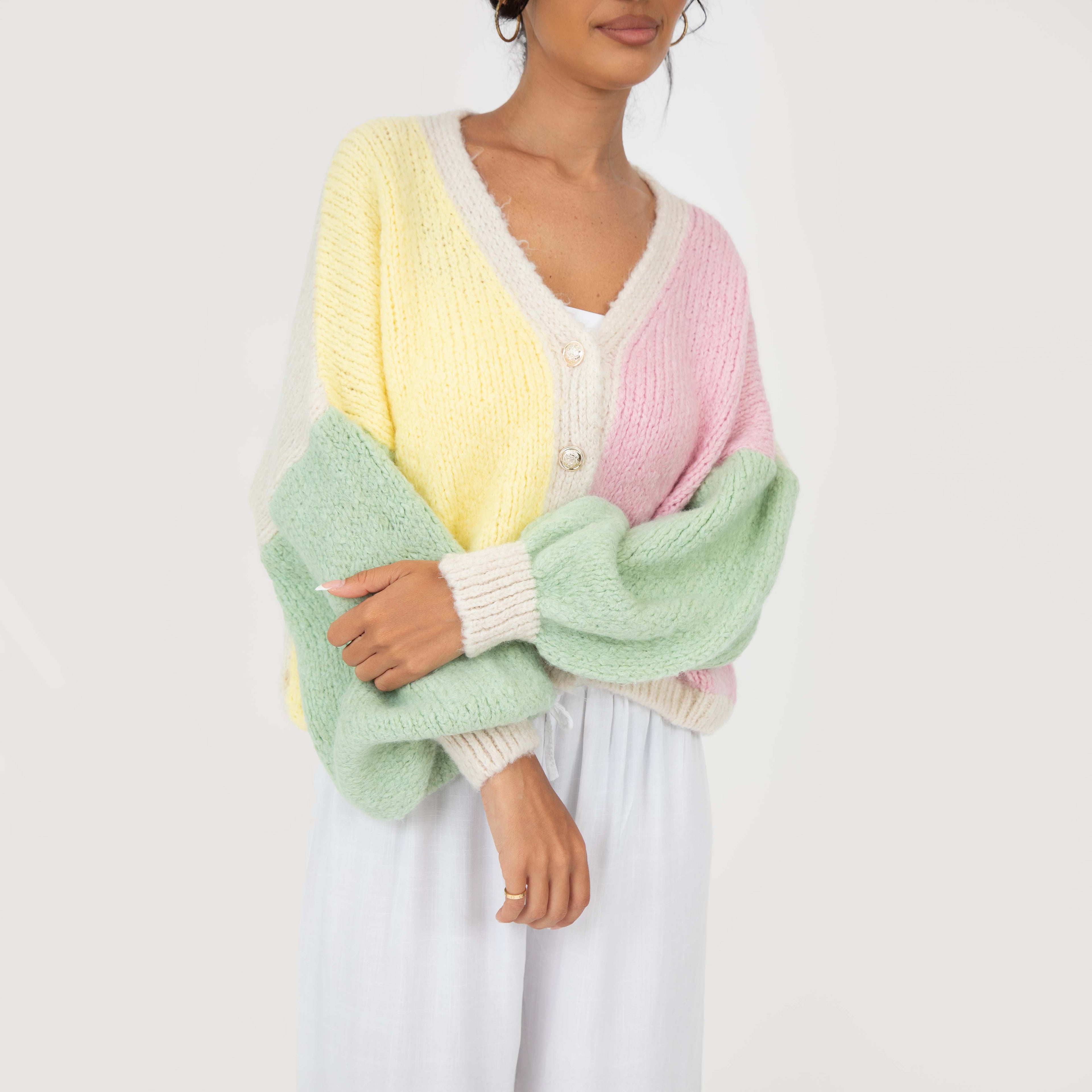 Cardigan oversize en velours pastel