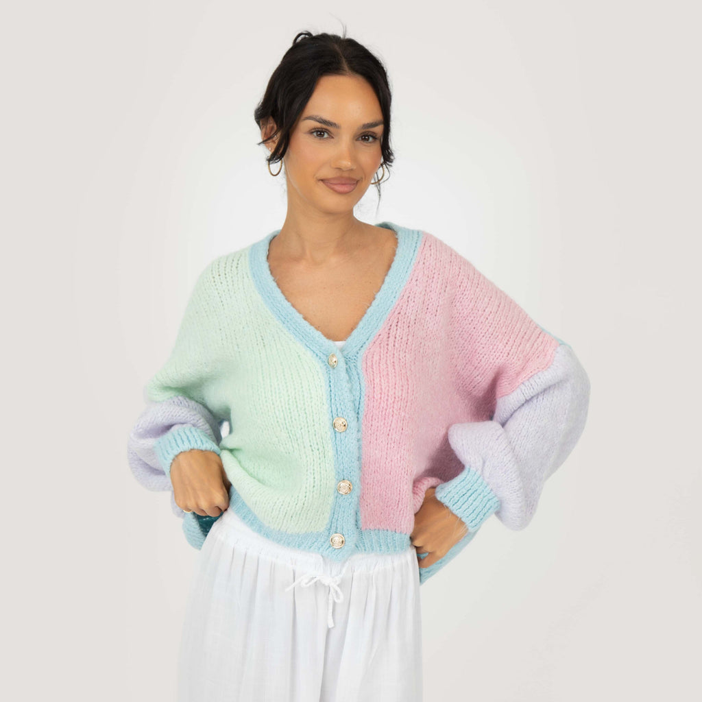 Cardigan oversize en velours pastel