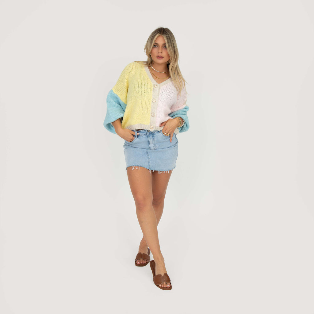 Cardigan oversize en velours pastel