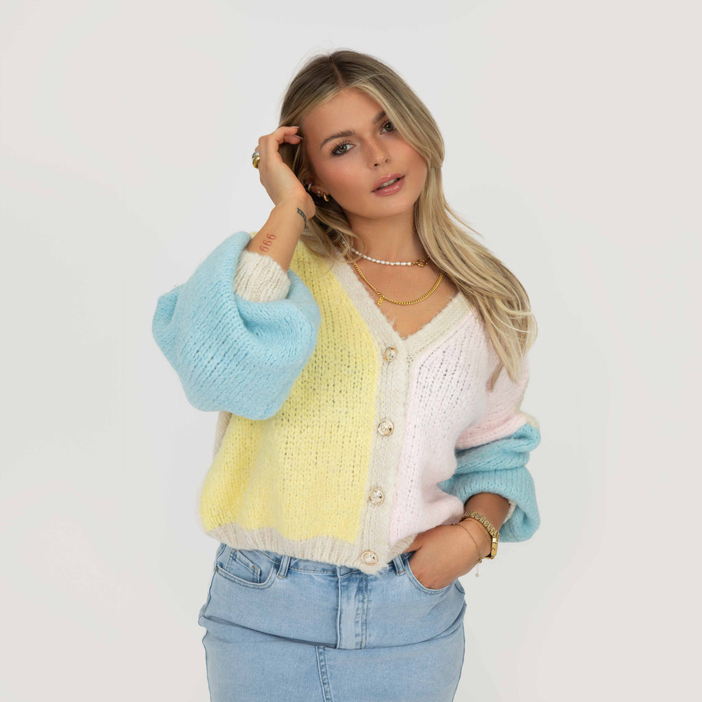 Cardigan oversize en velours pastel