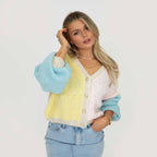 Cardigan oversize en velours pastel