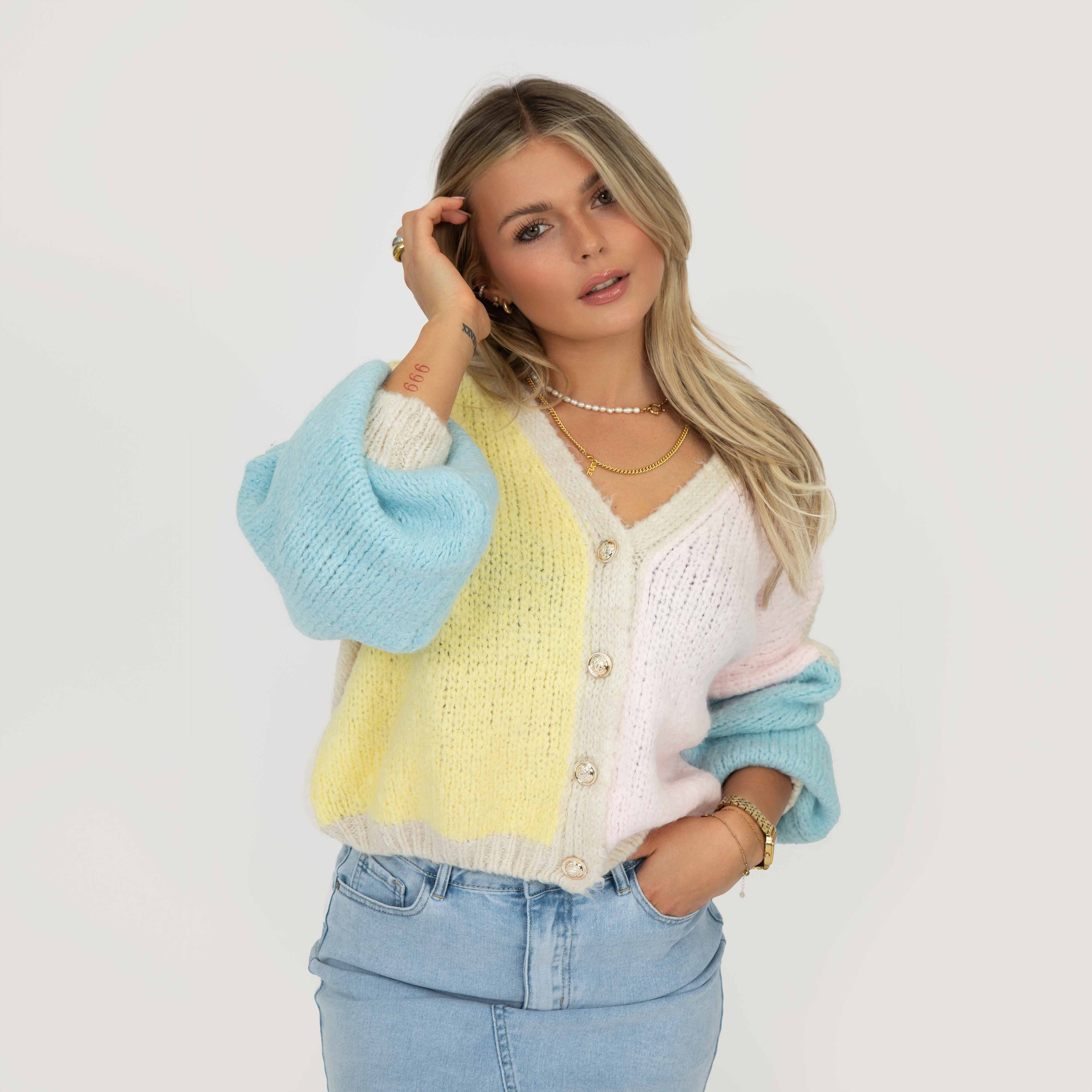 Cardigan oversize en velours pastel