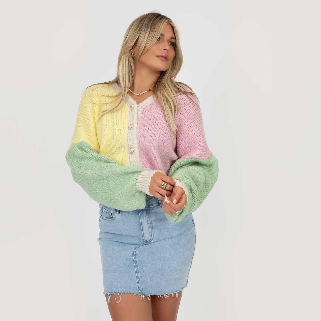 Cardigan oversize en velours pastel