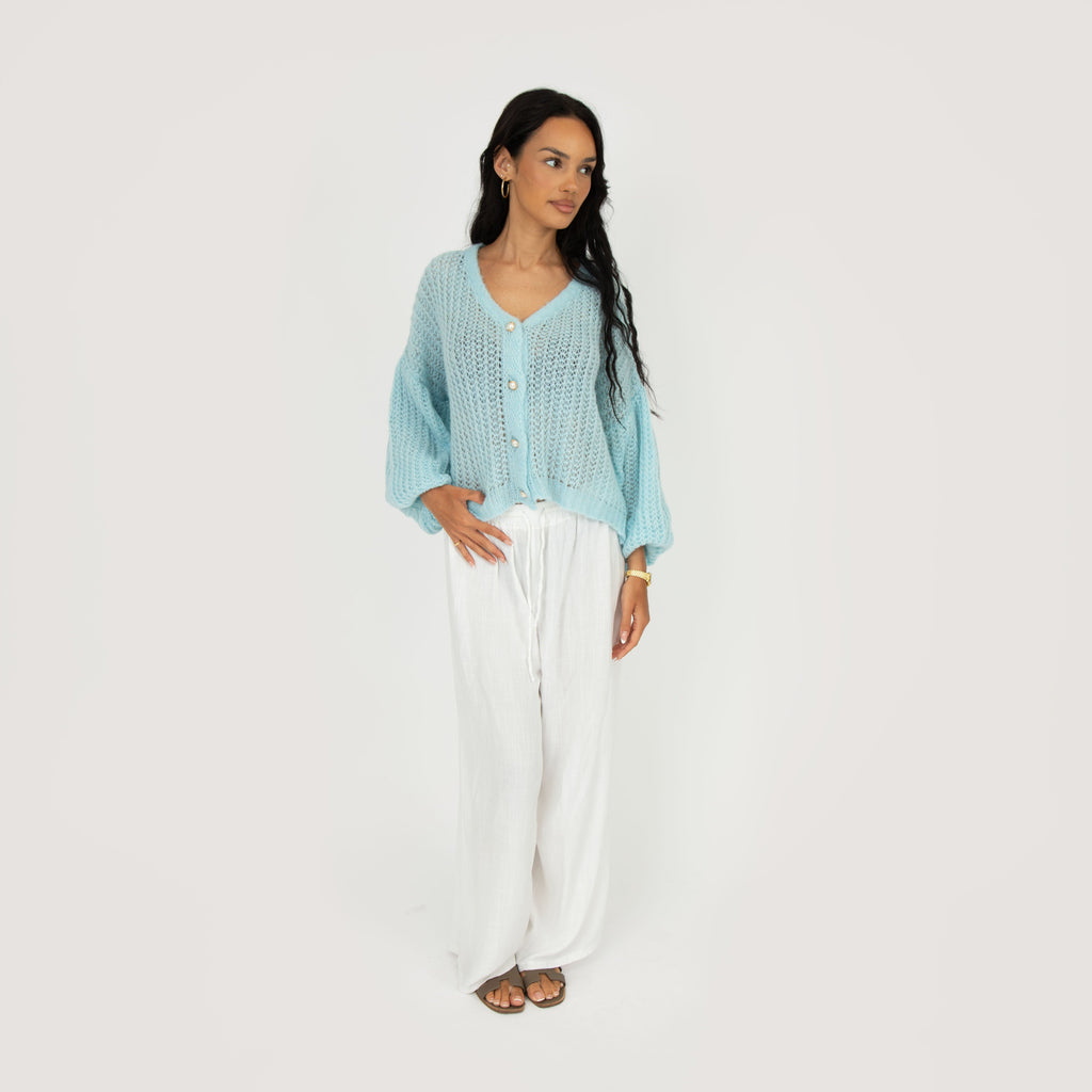 Cardigan en maille ajourée fine