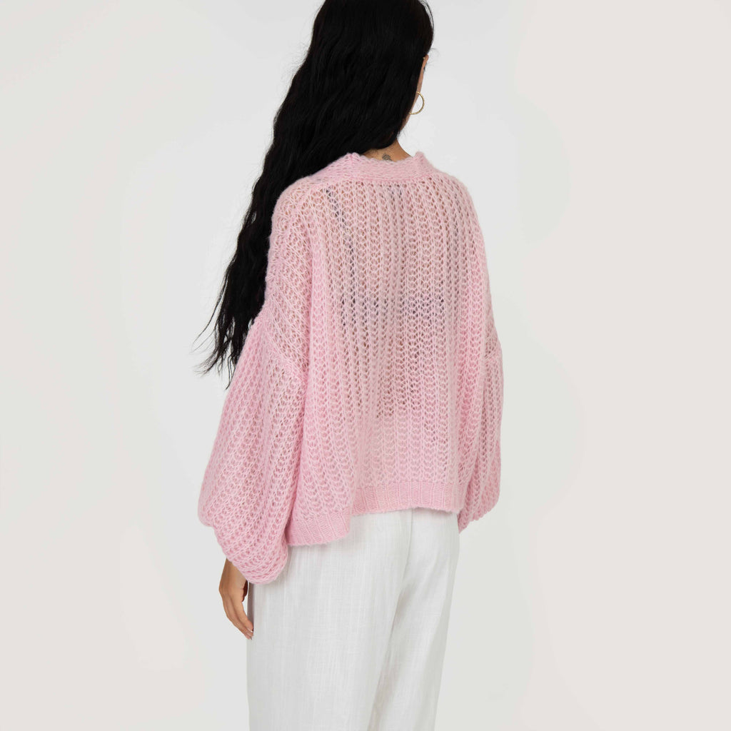 Cardigan en maille ajourée fine