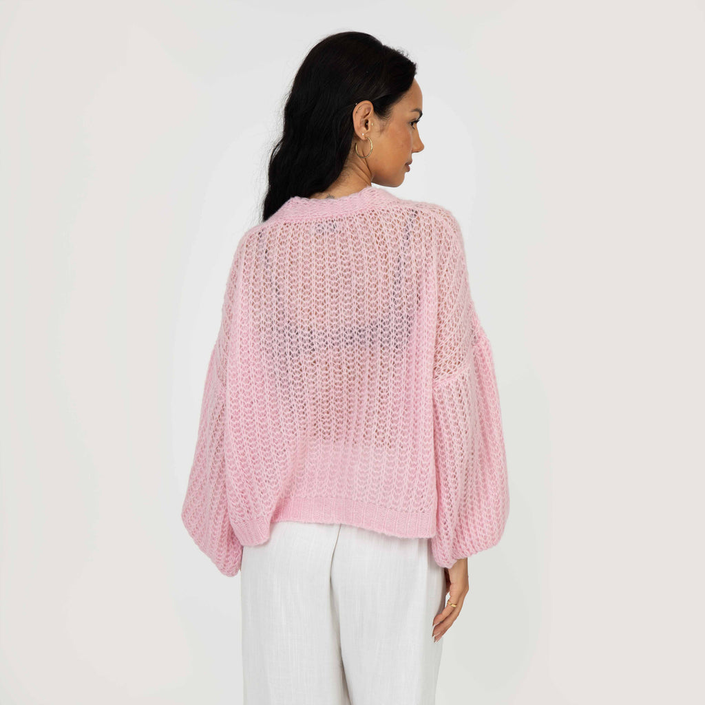 Cardigan en maille ajourée fine