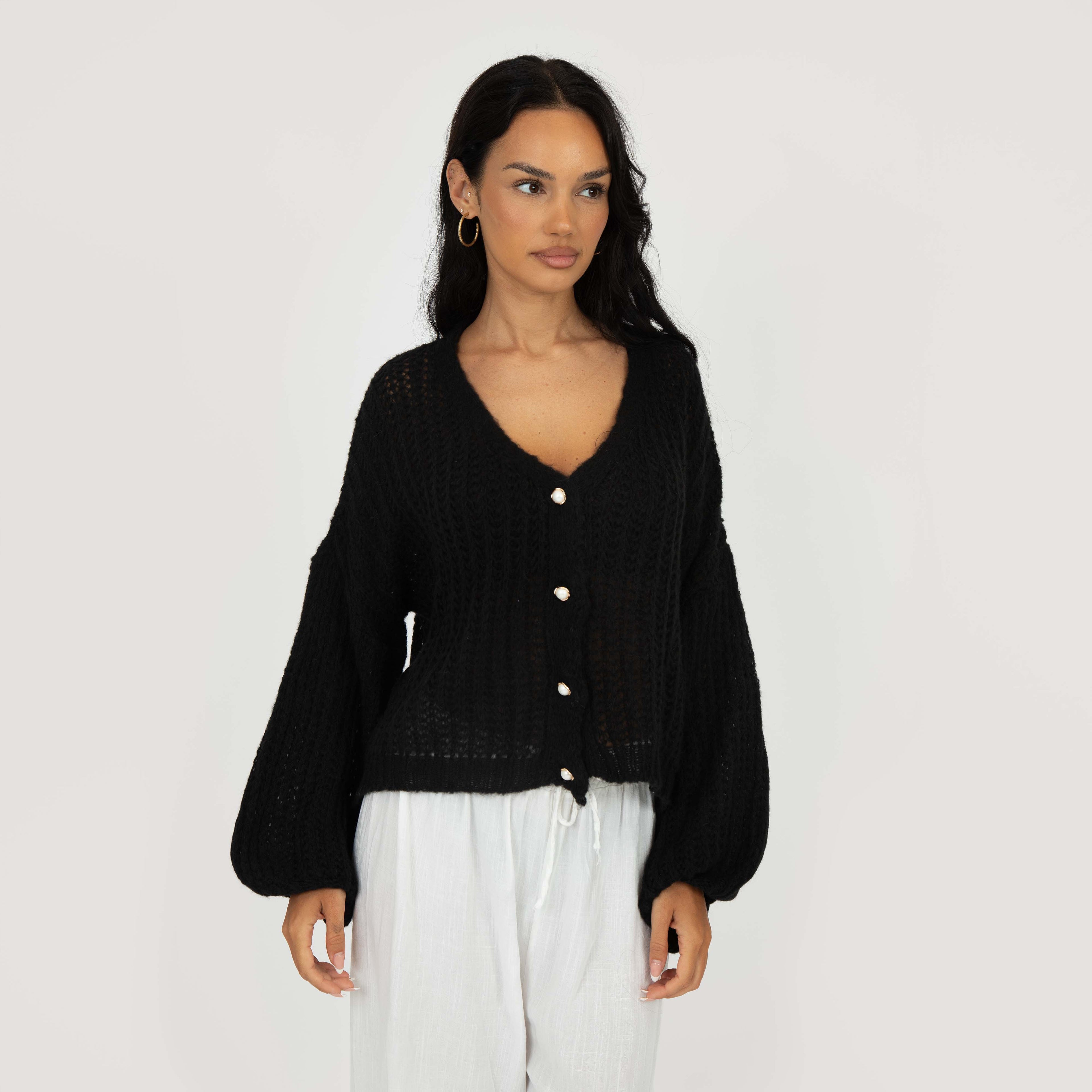 Cardigan en maille ajourée fine
