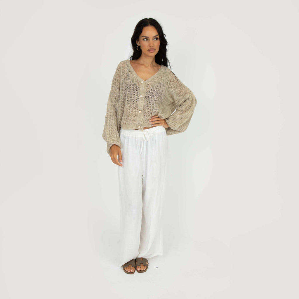 Cardigan en maille ajourée fine