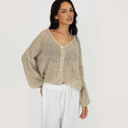 Cardigan en maille ajourée fine