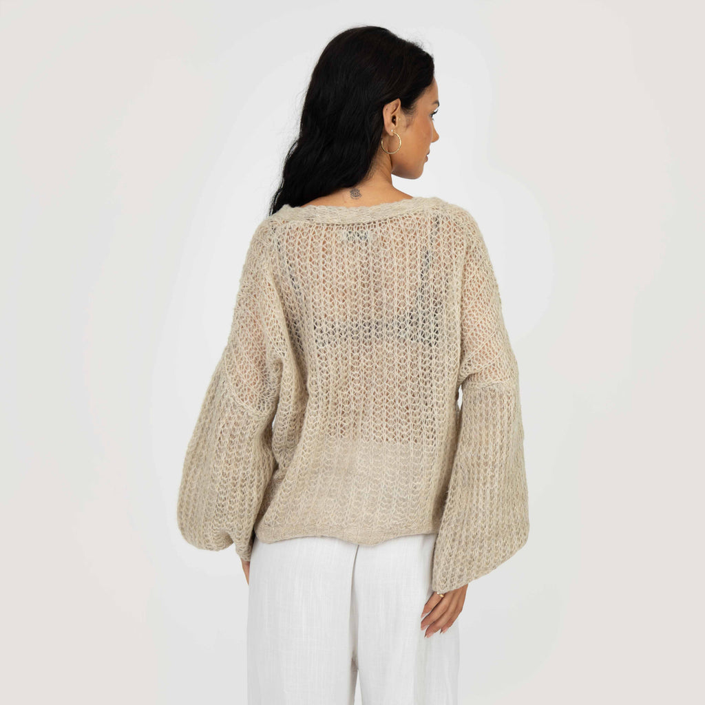 Cardigan en maille ajourée fine