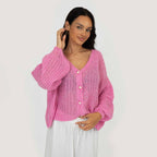 Cardigan en maille ajourée fine