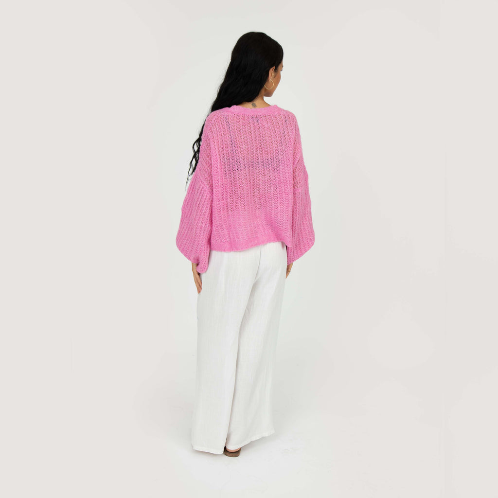 Cardigan en maille ajourée fine