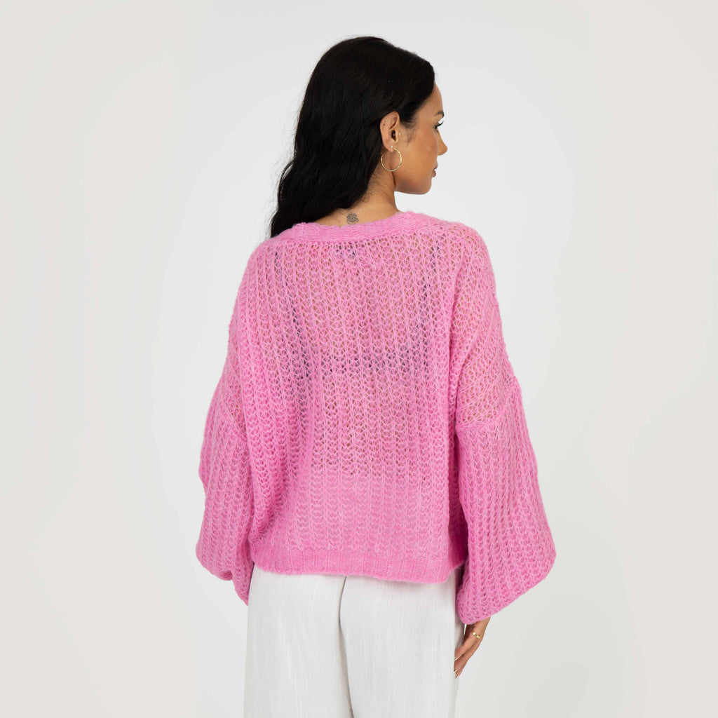 Cardigan en maille ajourée fine