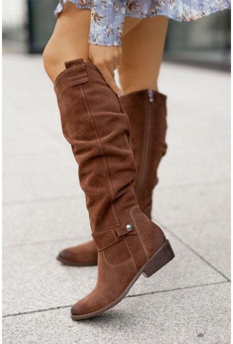 Bottes femme en daim hiver coupe ample