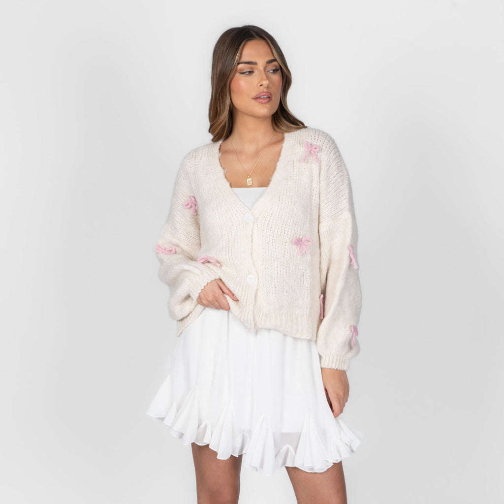 Cardigan oversize à petits nœuds