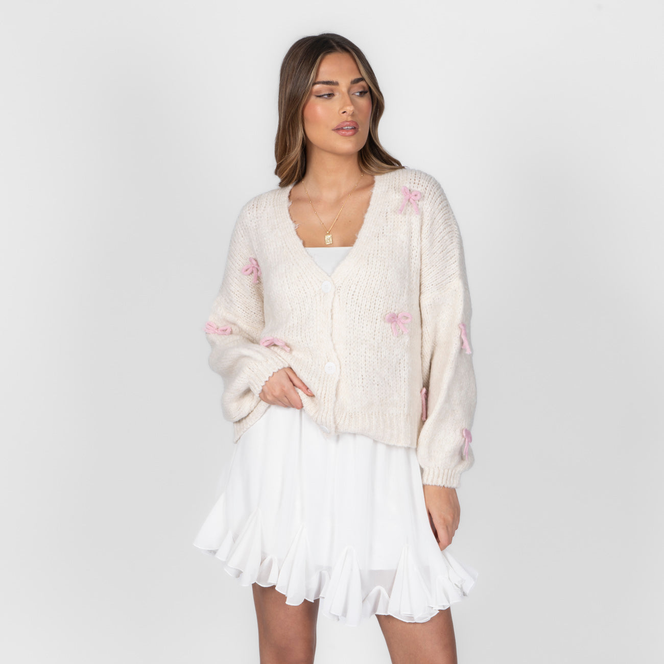 Cardigan oversize à petits nœuds