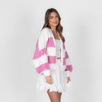 Cardigan oversize à rayures larges