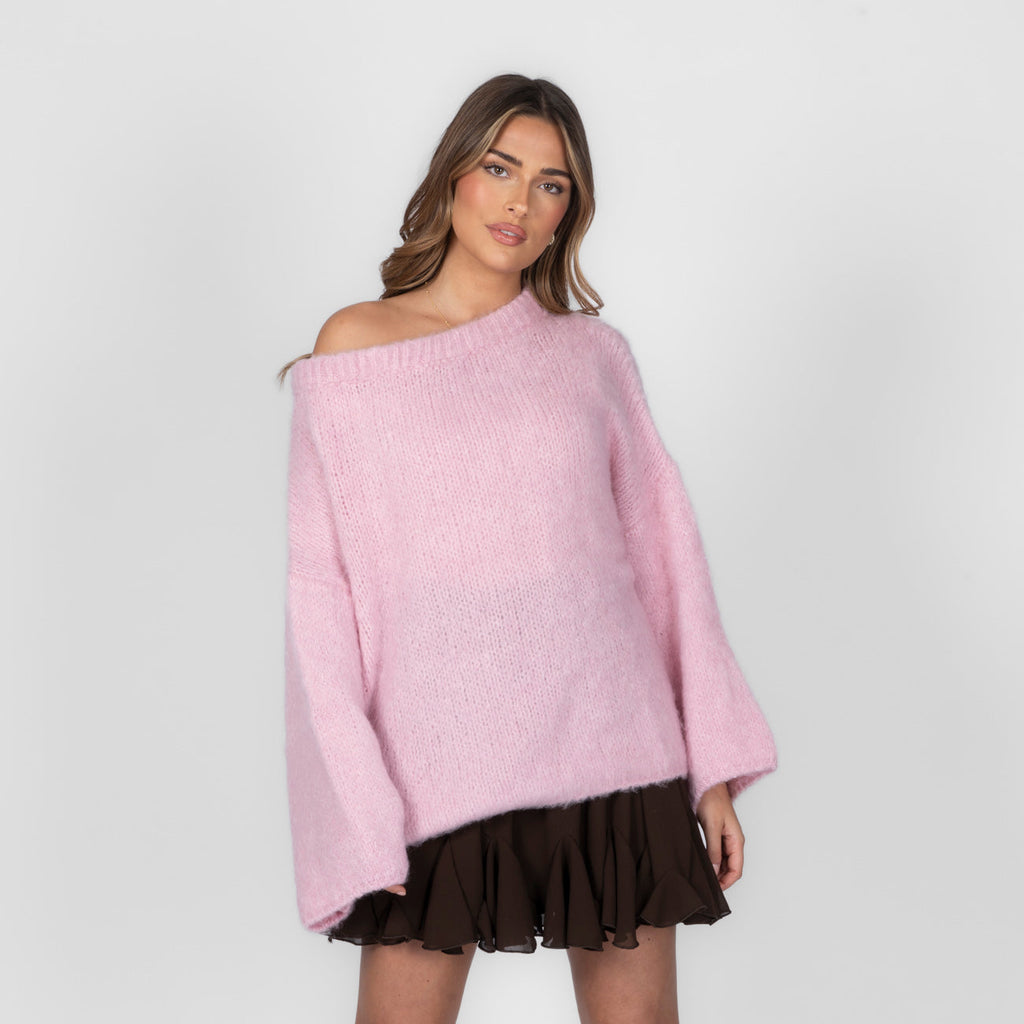 Pull à épaules dénudées ultra-doux en maille