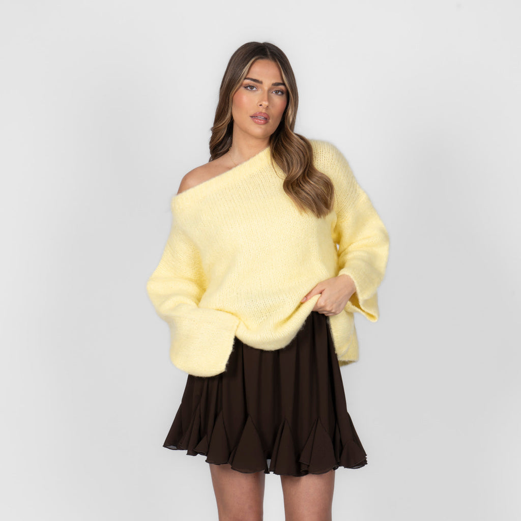 Pull à épaules dénudées ultra-doux en maille