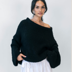 Pull à épaules dénudées ultra-doux en maille