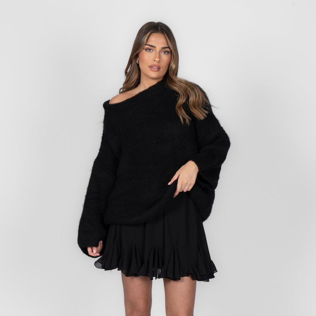 Pull à épaules dénudées ultra-doux en maille