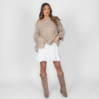 Pull à épaules dénudées ultra-doux en maille