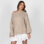 Pull à épaules dénudées ultra-doux en maille