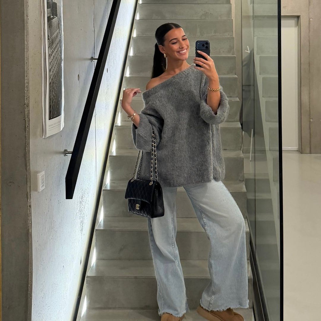 Pull à épaules dénudées ultra-doux en maille