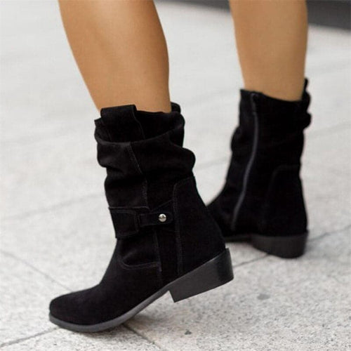 Bottes femme en daim hiver coupe ample